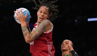 Brittney Griner, shown playing in Unrivaled in March, has made 10 WNBA All-Star teams in a 13-season professional career.