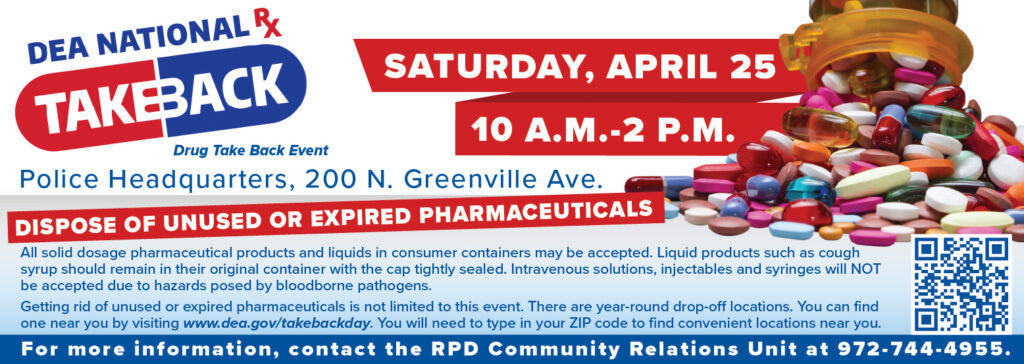 Richardson Police to Host DEA National Drug Take Back Event April 25
