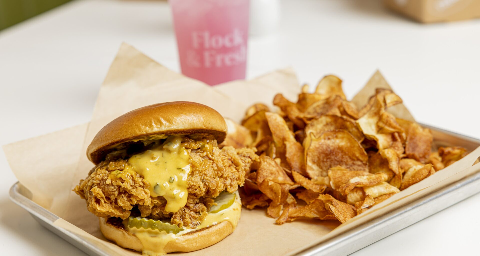 the fried chicken sandwich at Flock and Fresh