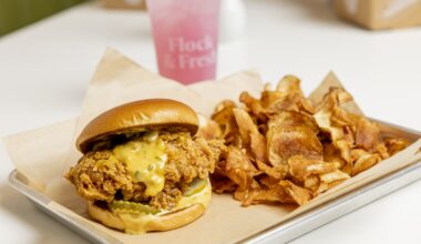the fried chicken sandwich at Flock and Fresh