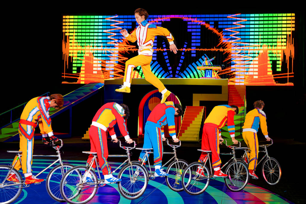 Image shows performers on stage during The Greatest Show On Earth. 