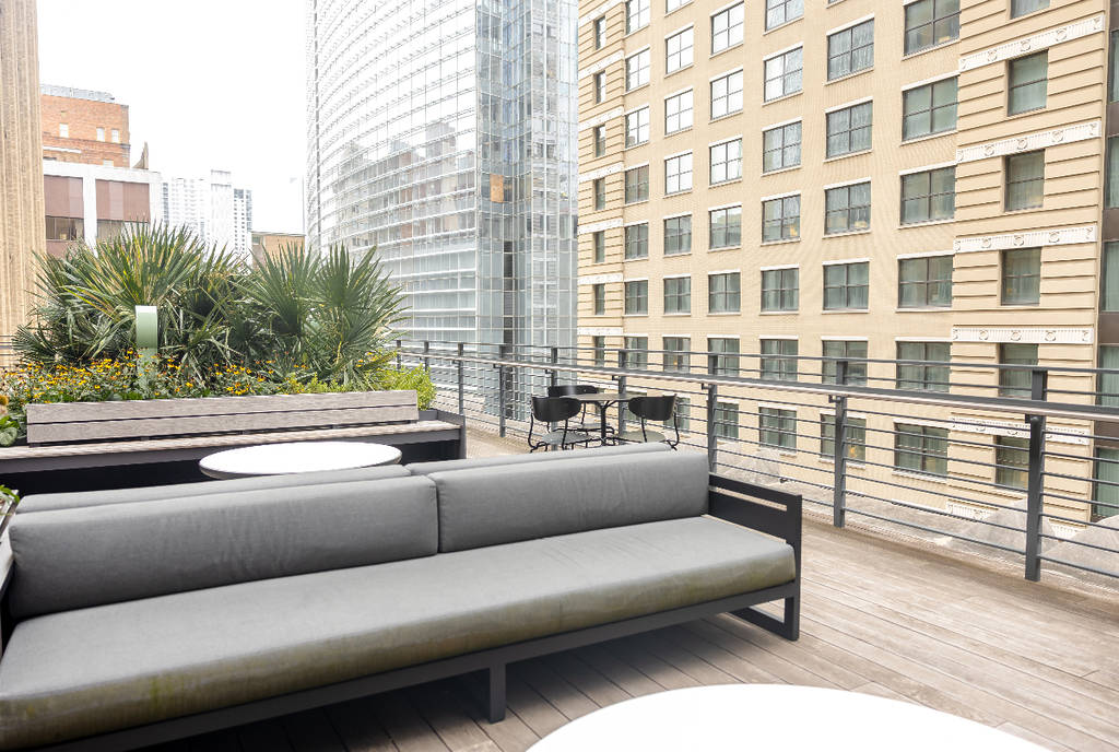 Image shows the rooftop at The Finn in Houston. 