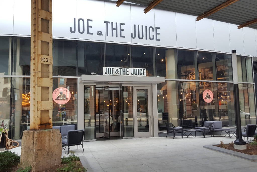 Image shows the exterior of Joe & The Juice. 
