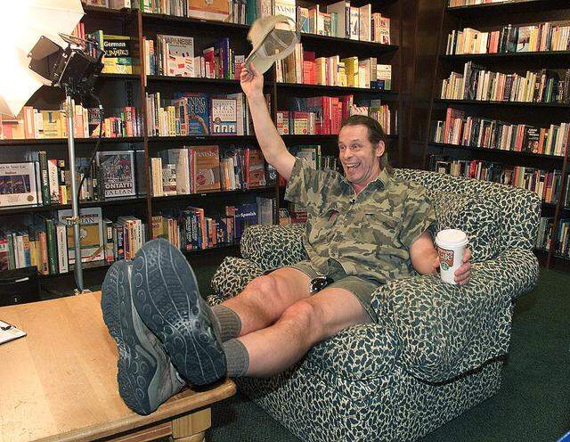 Aug. 23, 2000: Musician and writer Ted Nugent responds to a reporter's question before Nugent's book signing at Barnes and Noble in downtown Fort Worth.