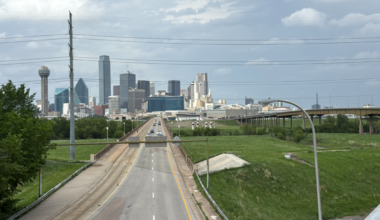 Houston Street Viaduct facing downtown, with Jefferson to the right.