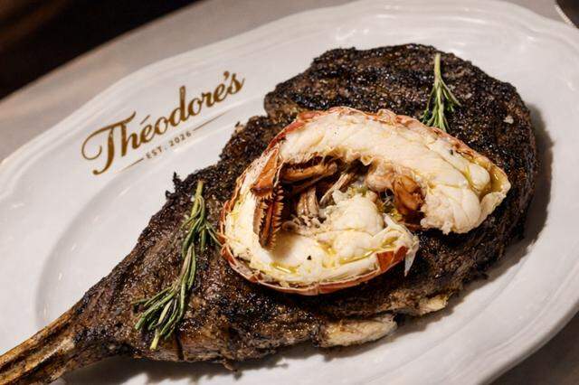 Steak and shrimp at Théodore’s Steak & Seafood in Dalworthington Gardens, Texas. It replaced a Christmas-decorated restaurant.