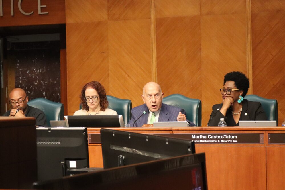 Houston Mayor John Whitmire calls for the city council to repeal an ordinance on Apr. 14, 2026.