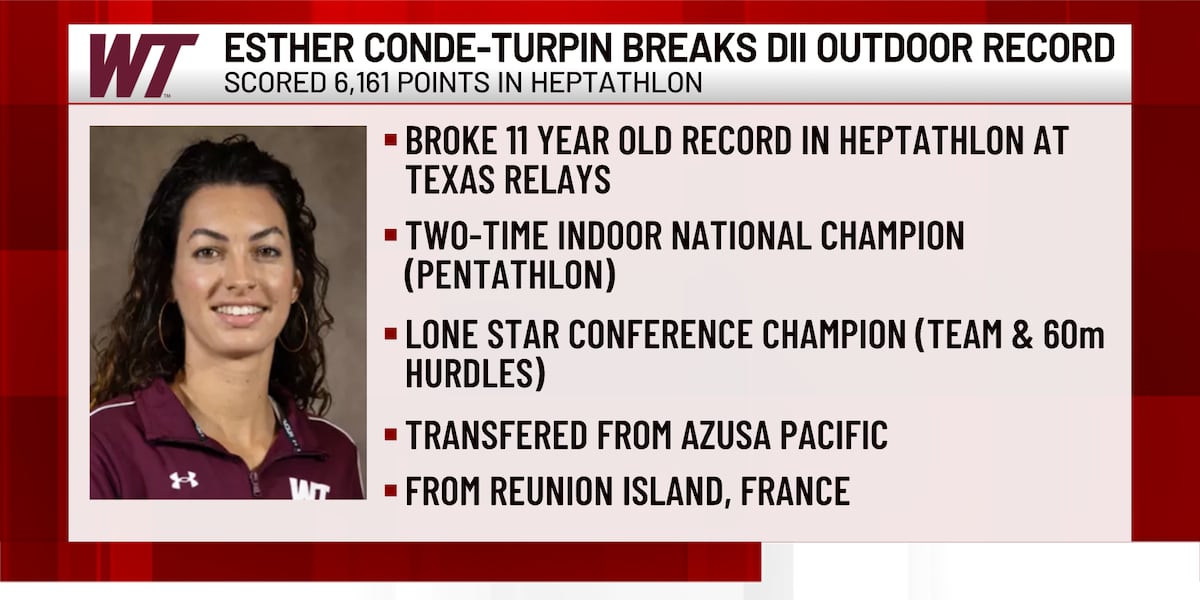 West Texas A&M’s Esther Conde-Turpin breaks Division II outdoor heptathlon record