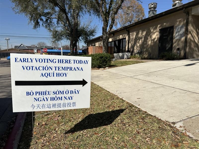 An early voting sign outside the Wheeler Avenue Baptist Church on Jan. 28, 2025.