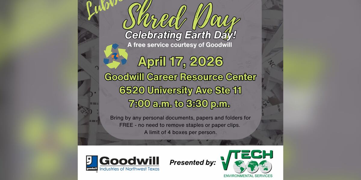 Goodwill to host free shred day for Earth Day