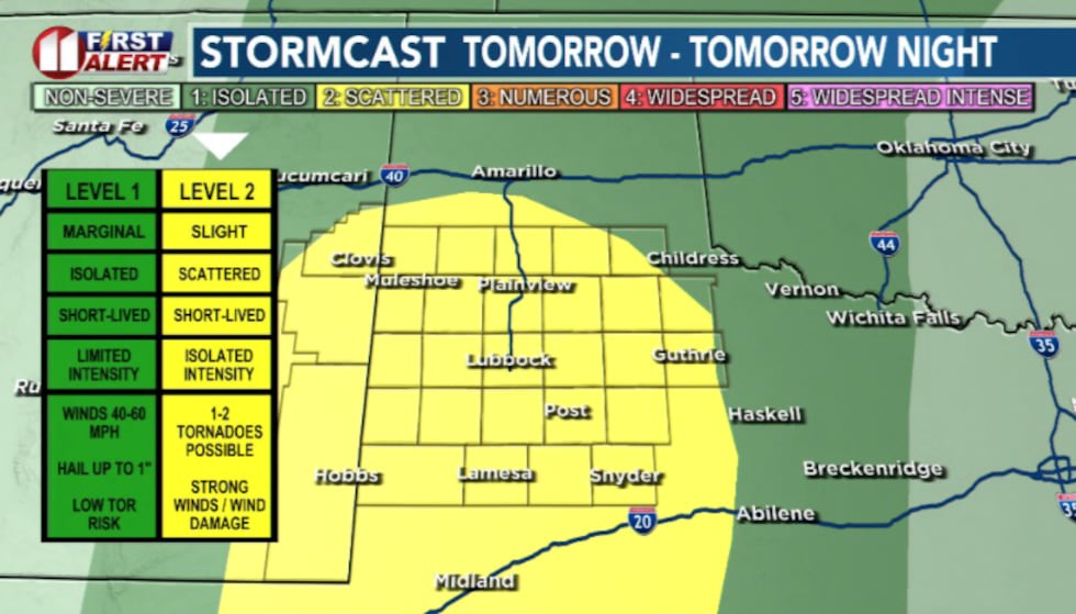 We're anticipating a few scattered storms that could reach severe thresholds Saturday...
