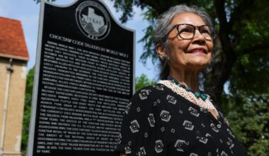 Nuchi Nashoba is the president of the Choctaw Code Talkers Association and great-granddaughter of Choctaw Code Talker Ben Carterby. Nashoba said it was a full-circle moment to see the code talkers honored for their time at Camp Bowie in Fort Worth.