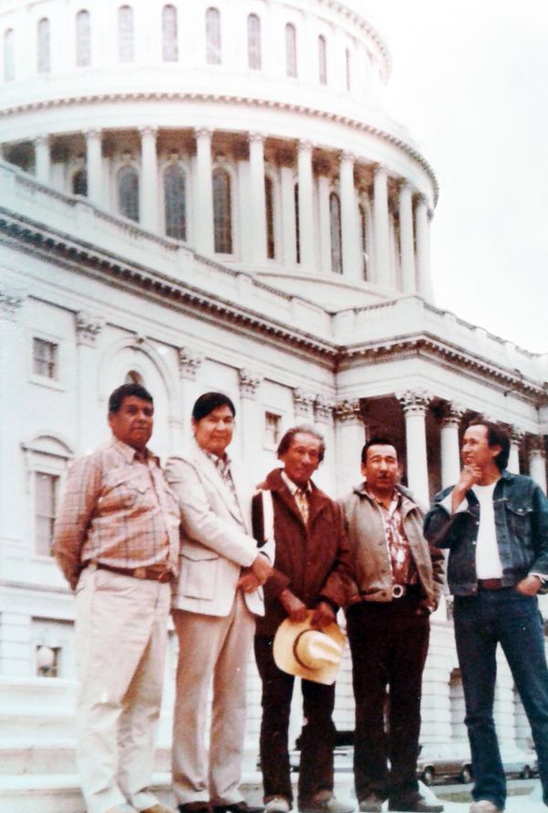 The Kickapoo Traditional Tribe of Texas successfully obtained federal recognition and was provided with a sovereign reservation in Eagle Pass in 1983. Here, members of the Kickapoo Tribal Council made their first trip to Washington, D.C.