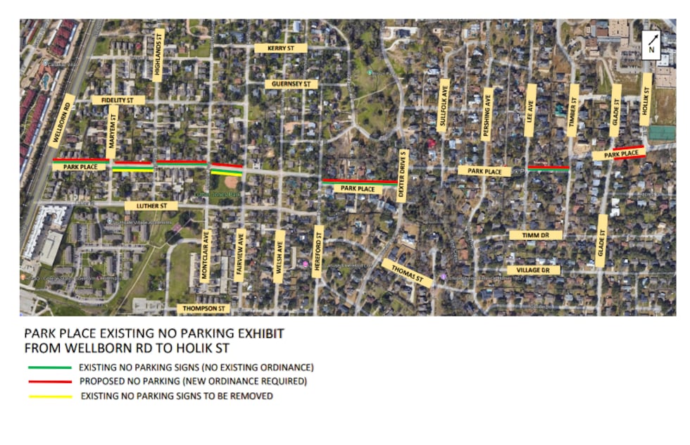 Park Place proposed changes on the stretch from Wellborn Road to Holik Street