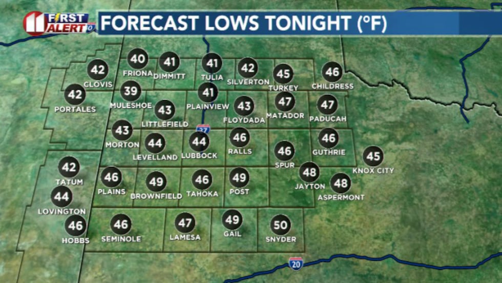 Lows tonight