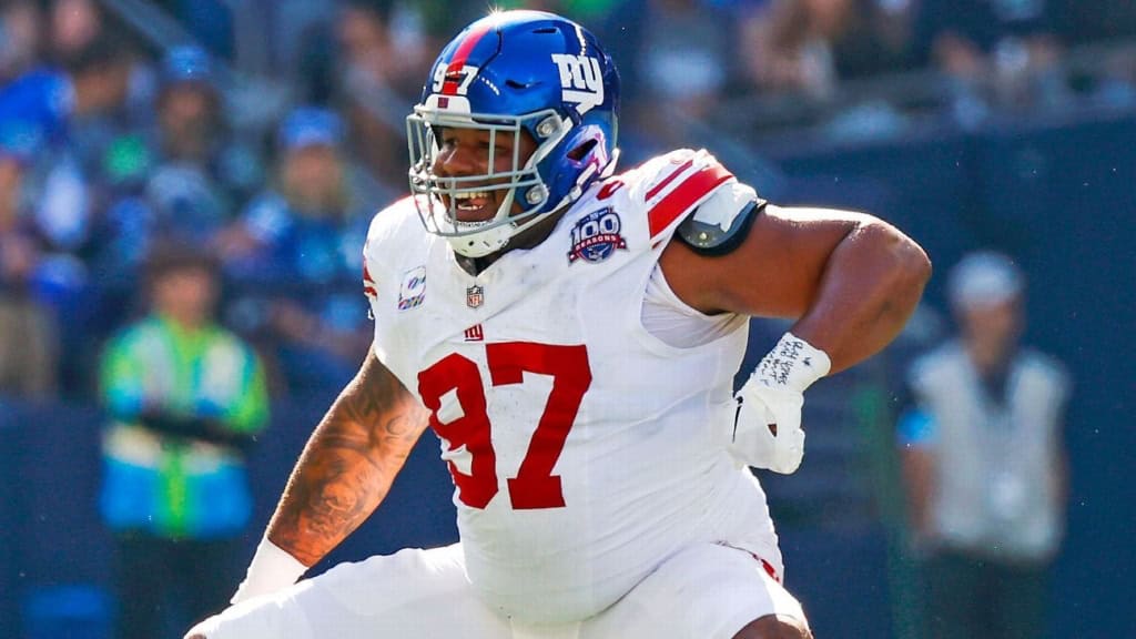 Dallas Cowboys Need to Go Full Madden Franchise Mode for Dexter Lawrence Dexter Lawrence lines up on defense in a white New York Giants uniform before the snap against Washington.