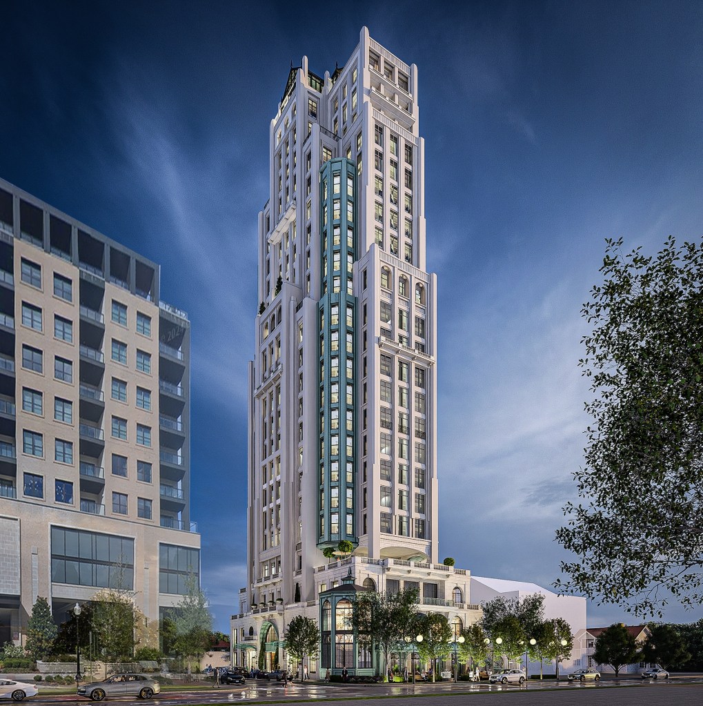 a rendering of the new development that will take the place of Hotel St. Germain. 