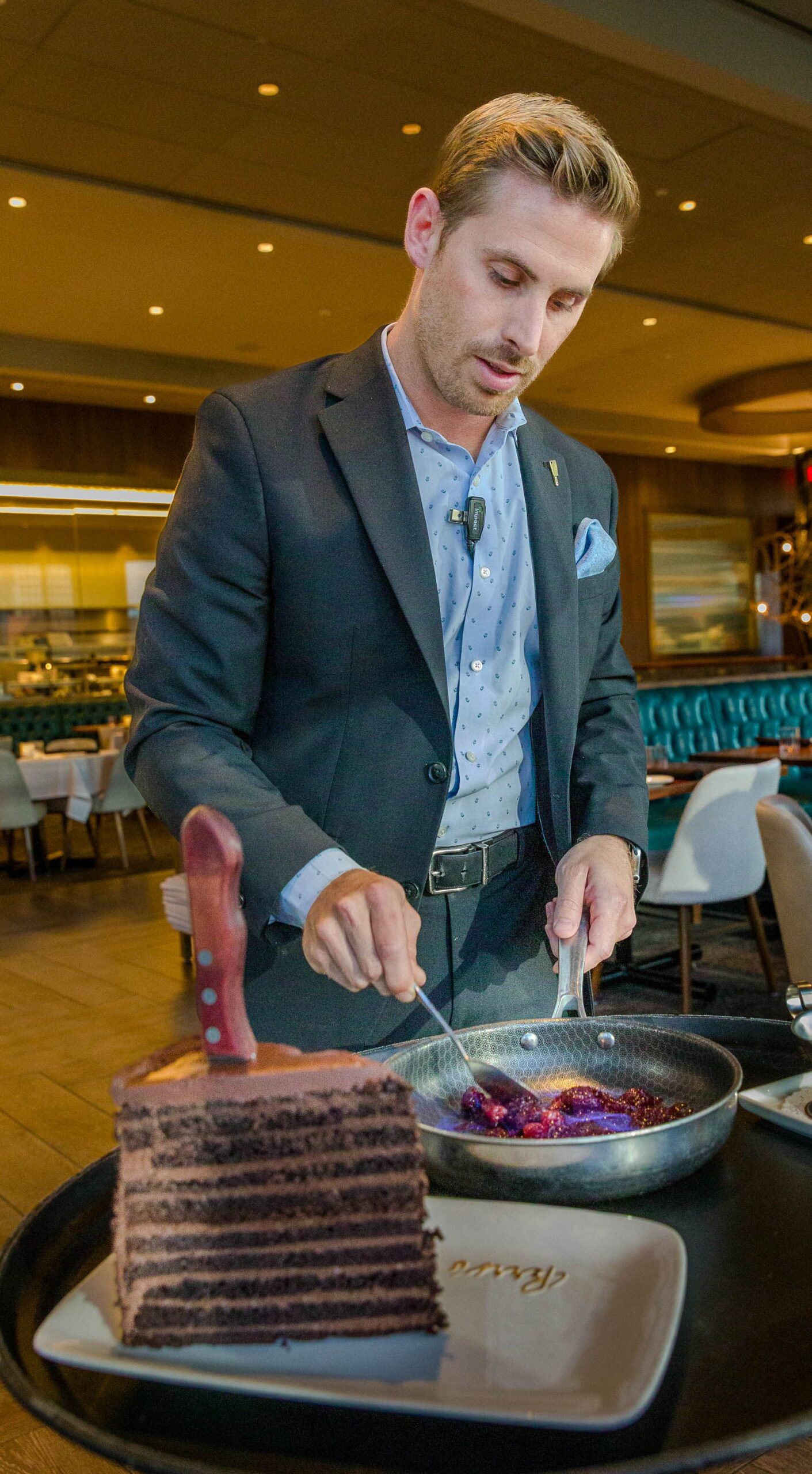 Perry GM flambees cherries