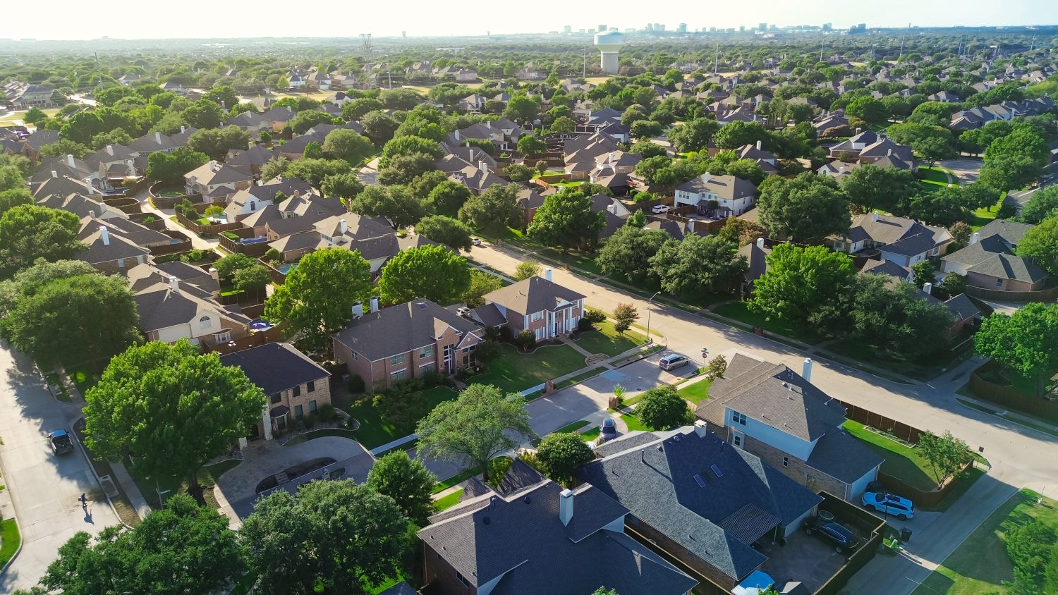 Tree-filled residential neighborhood in Plano texas.