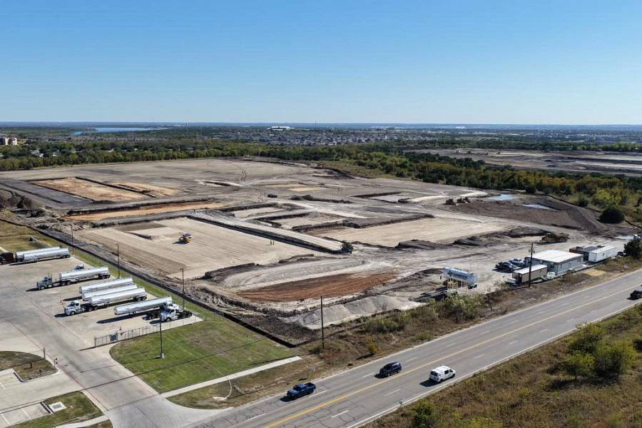 An aerial view of the lot on which the Northeast Service Center is being built.