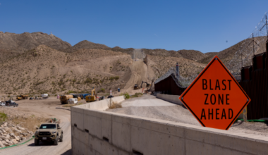 Contractors are using explosives to carve out the side of the landmark Cristo Rey mountain that oversees two countries and three states.
