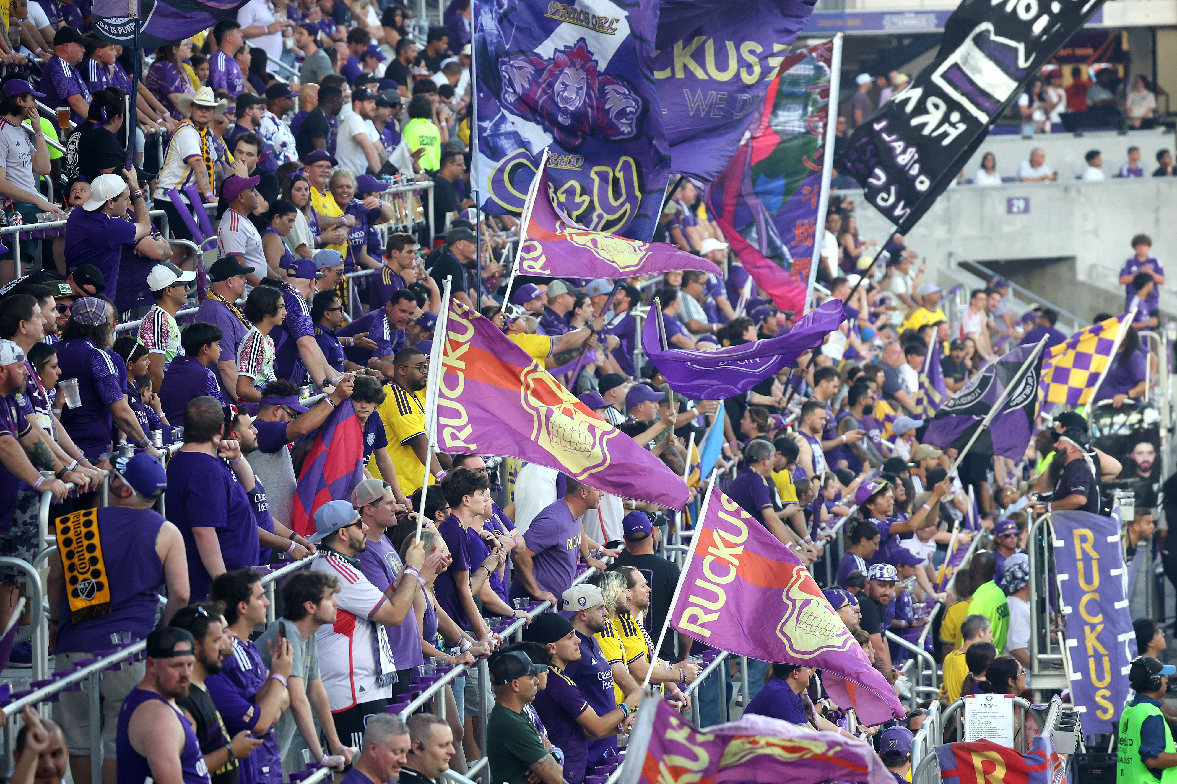 Orlando fans cheer during the Houston Dynamo FC at Orlando...