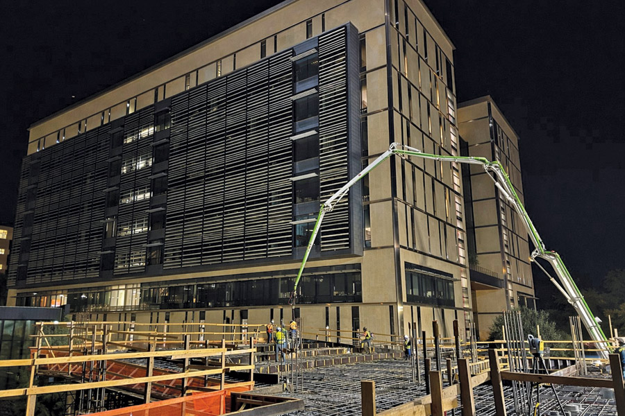 An early-morning concrete pour