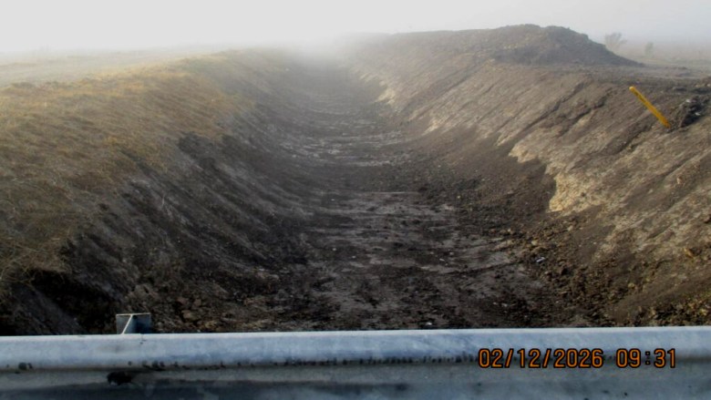 The unnamed ditch less than a mile upstream of Tesla’s discharge pipe.