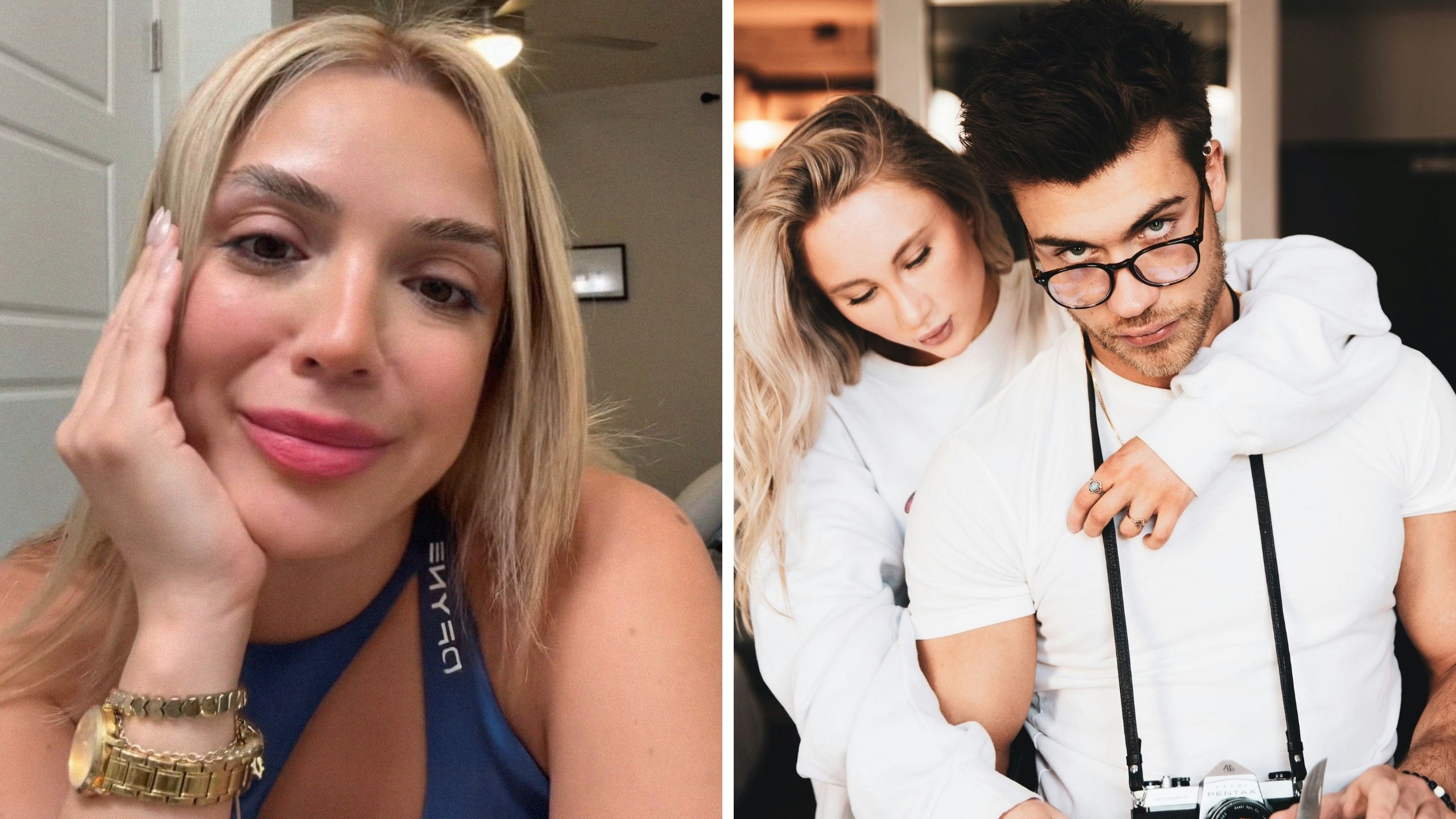 woman shares public issue (l) man with glasses and camera (r)