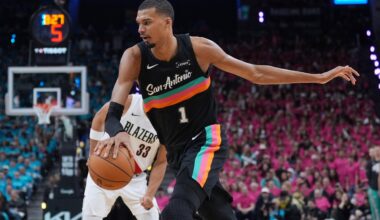 Wembanyama revels in safety of Hall of Famers, fans in playoff debut as Spurs top Blazers