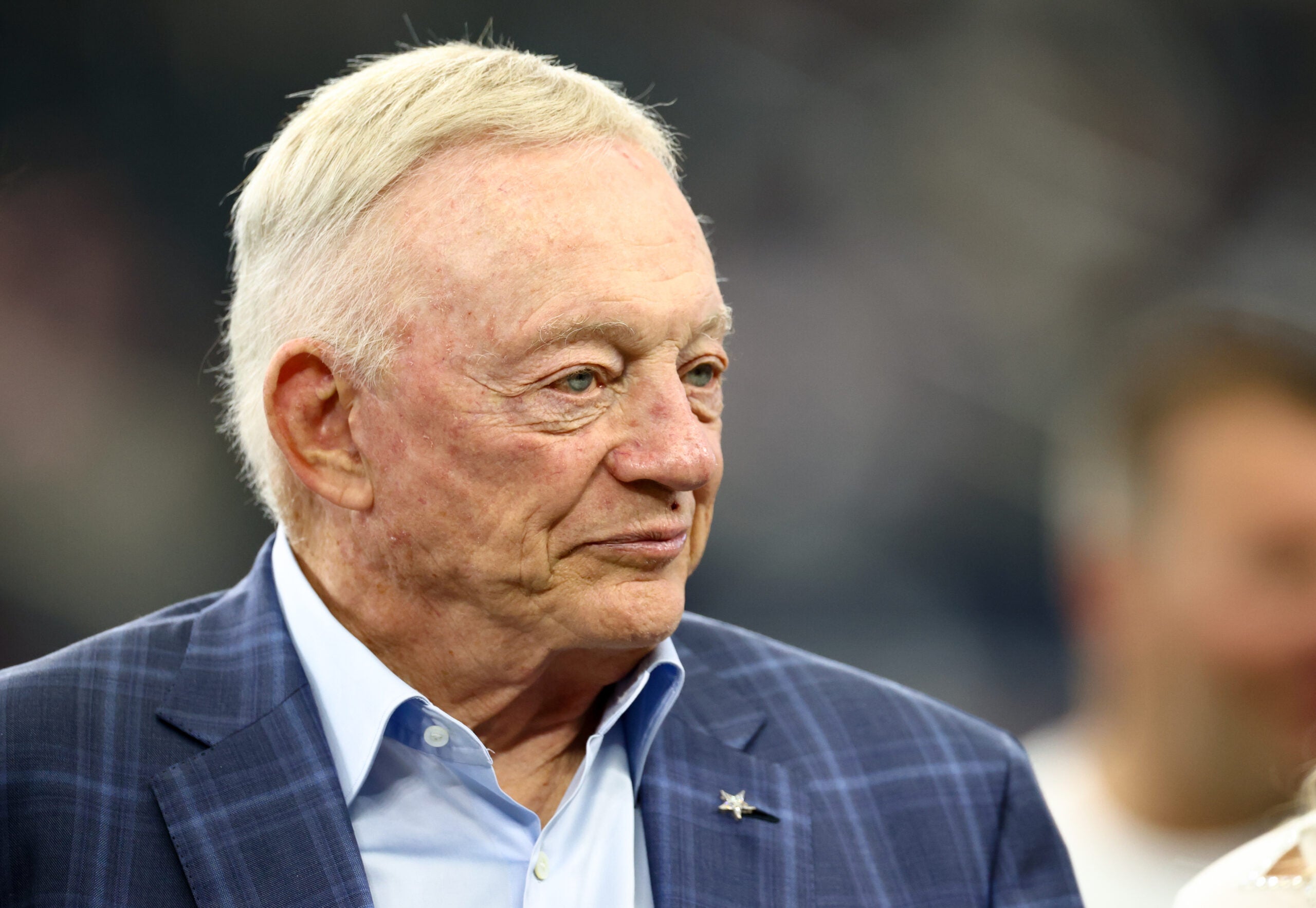 Aug 16, 2025; Arlington, Texas, USA; Dallas Cowboys owner Jerry Jones before the game against the Baltimore Ravens at AT&T Stadium.