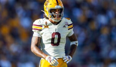 Oct 18, 2025; Tempe, Arizona, USA; Arizona State Sun Devils wide receiver Jordyn Tyson (0) against the Texas Tech Red Raiders at Mountain America Stadium.