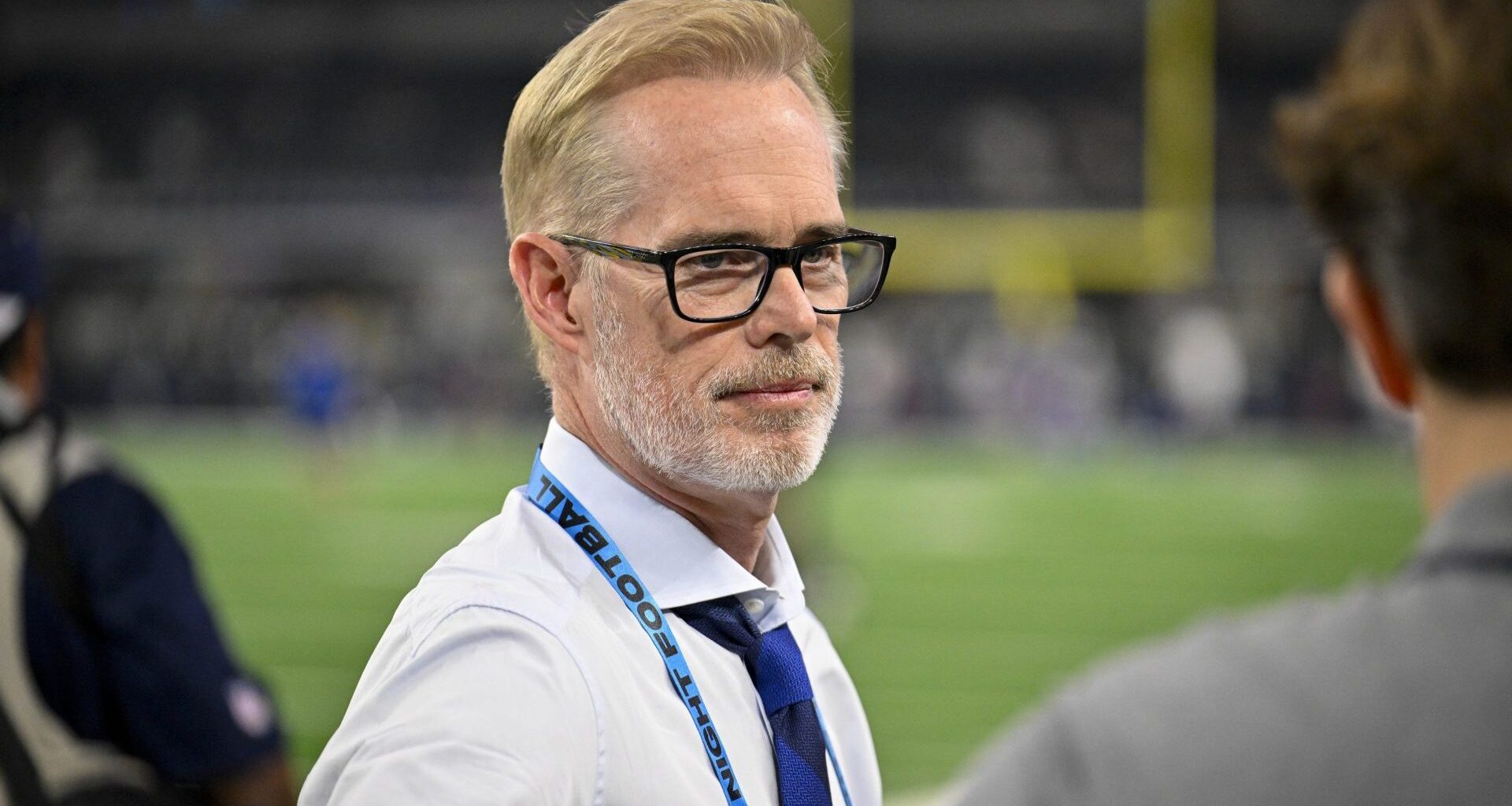 Nov 3, 2025; Arlington, Texas, USA; Monday Night Football commentator Joe Buck before the game between the Dallas Cowboys and the Arizona Cardinals at AT&T Stadium. Mandatory Credit: Jerome Miron-Imagn Images
