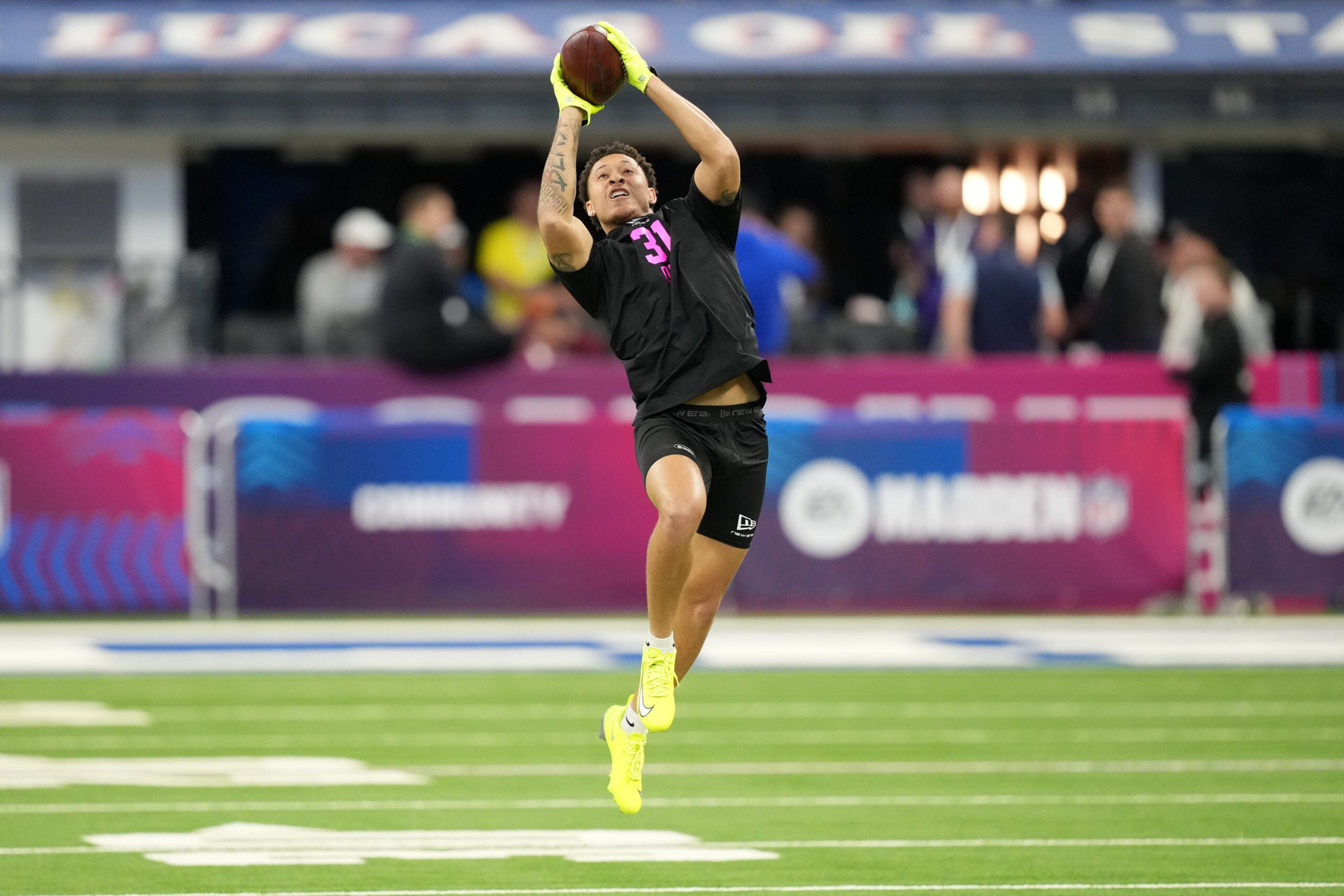 Feb 27, 2026; Indianapolis, IN, USA; Clemson defensive back Avieon Terrell (DB31) during the NFL Scouting Combine at Lucas Oil Stadium.