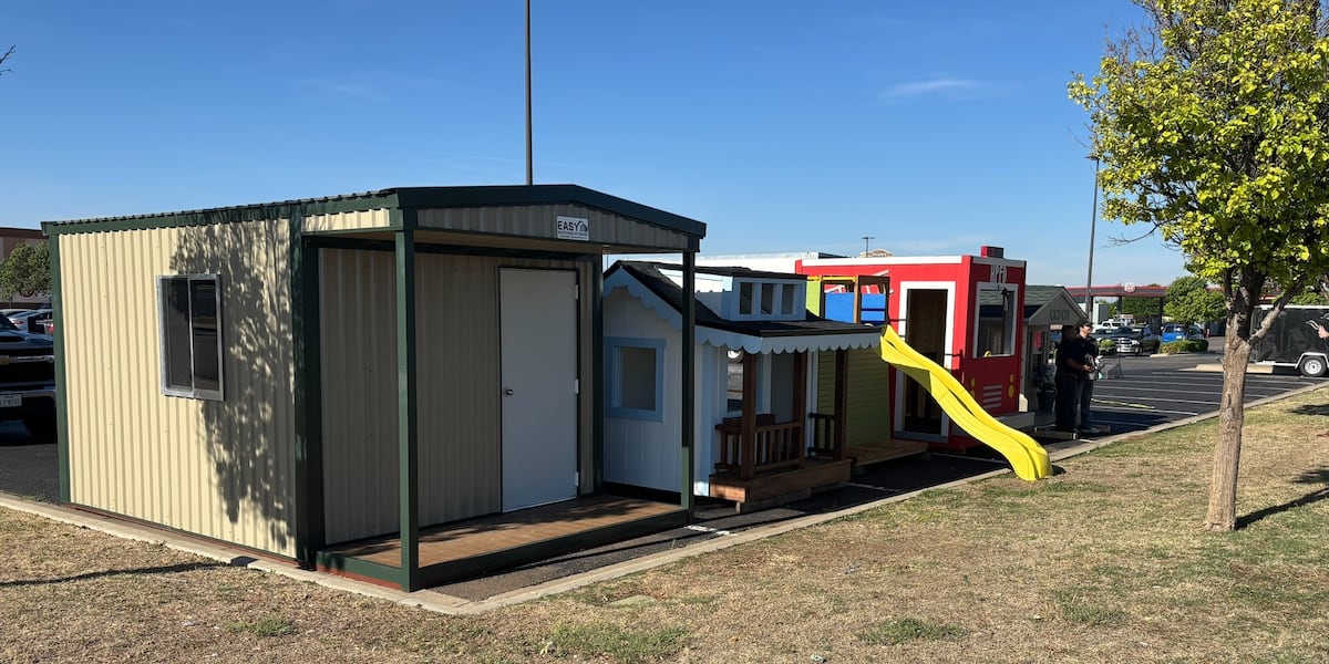 Playhouses on display at Market Street for CASA fundraiser