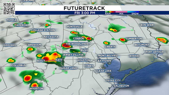 Keep the umbrella nearby! Scattered showers and storms reach Houston Friday