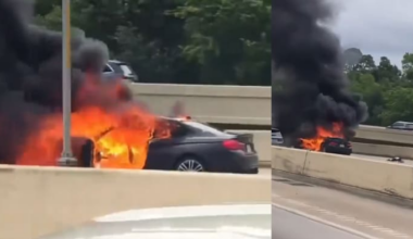 Passing drivers capture videos of car engulfed in flames on Interstate 610
