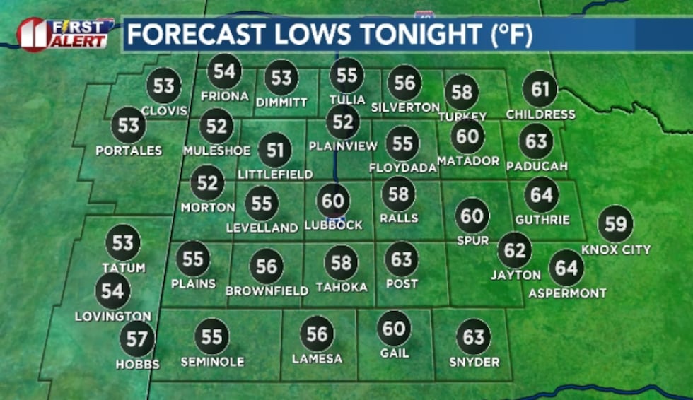 A mild and breezy night is in store as we stay well above average low temperatures