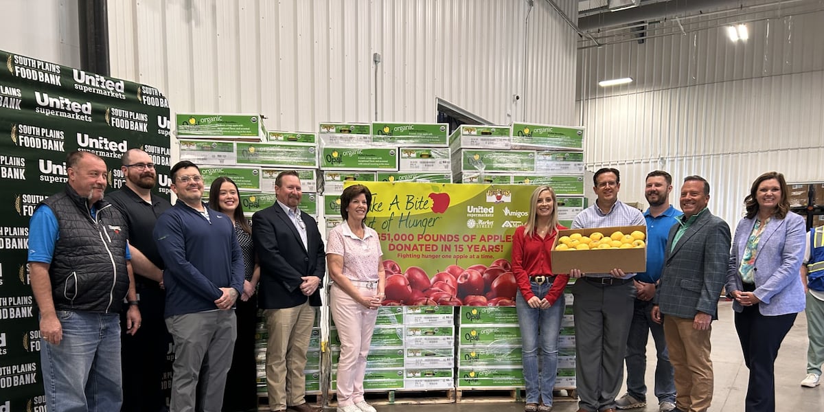 The United Family donates over 10,000 pounds of apples to South Plains Food Bank