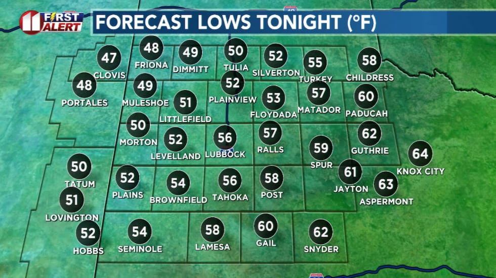 Mild overnight temperatures for the final night of March.