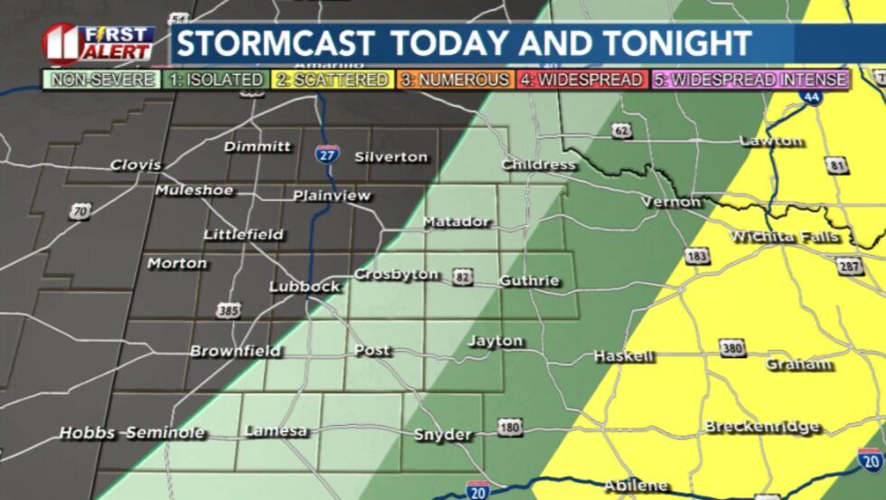 Slight chance for storms this evening for areas to the southeast.