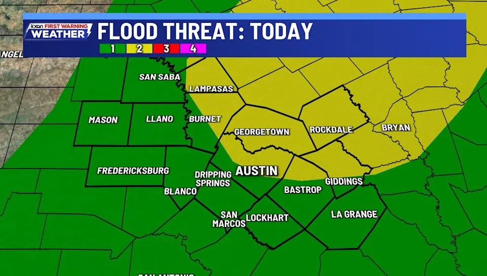 Higher flood threat north and northeast of Austin