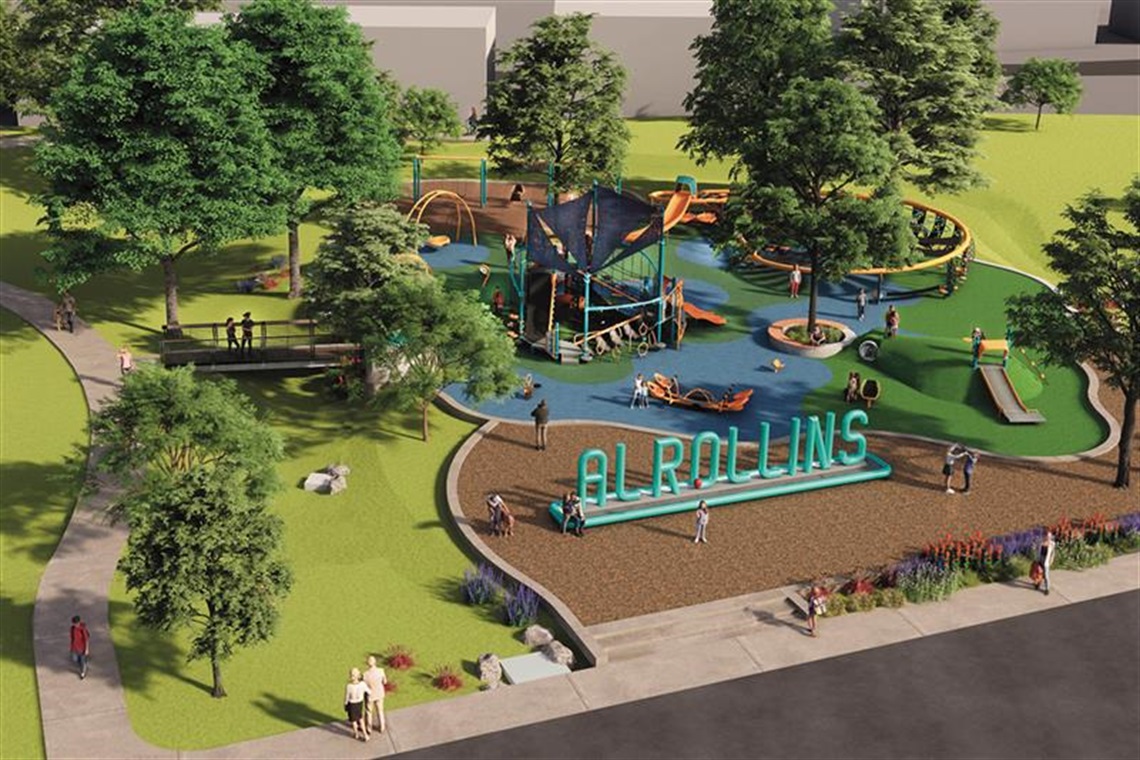 Rendering showing a bird's eye view of how the park will look.