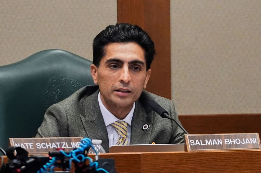 Texas State Rep. Salman Bhojani spaeks during a hearing in Austin, Texas, in October 2024.