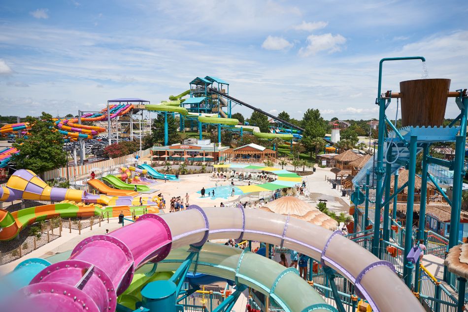 Six Flags Hurricane Harbor Arlington Splash Island aerial view