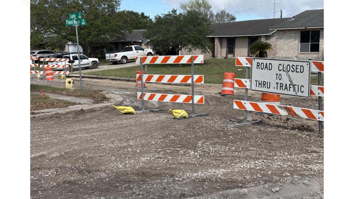 Emergency road closure on Caplin Drive in Corpus Christi for water line repairs