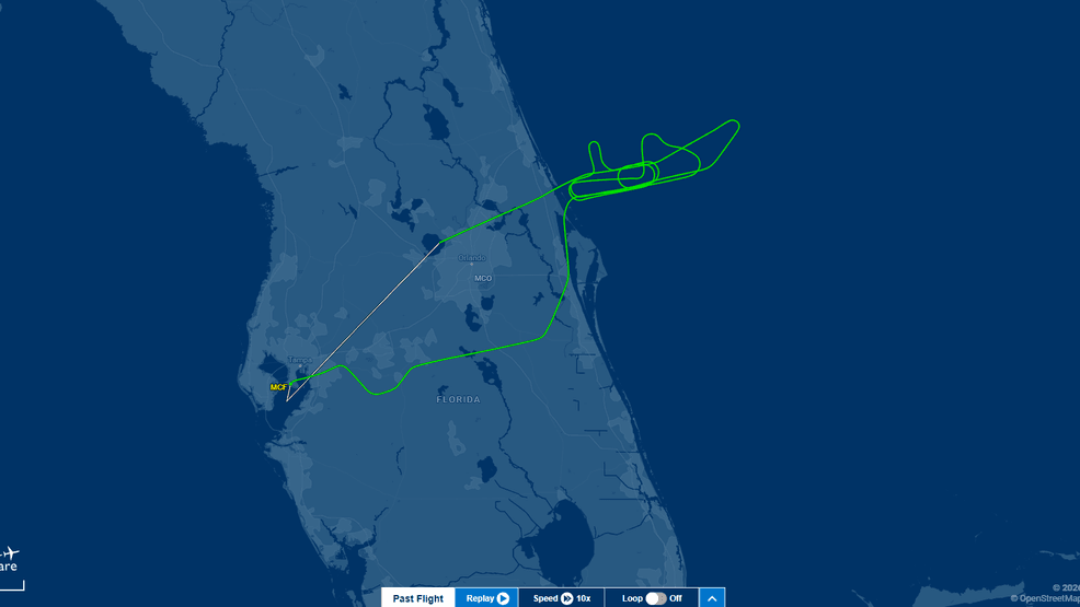 Flight path of the NT-43A{ } on April 1, 2026, during the Artemis II lunch (Source: Flight Aware)