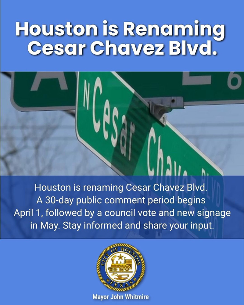Renaming of Cesar Chavez Boulevard