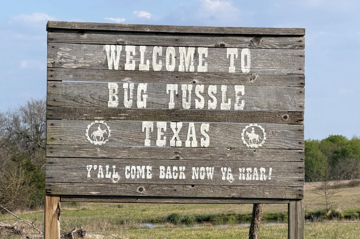 Bug Tussle -- a tiny Texas town with a sensational sign