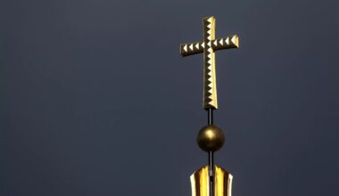 Church cross on top of a steeple
